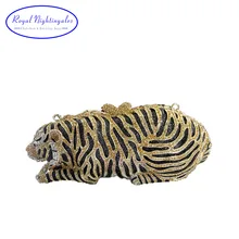 Новинка, клатч с тигром, сумочка и вечерняя сумочка, маленькие кошельки с животным принтом для женщин, вечерние, свадебные, вечерние, Роскошные, с кристаллами, с тигром, вечерняя сумочка