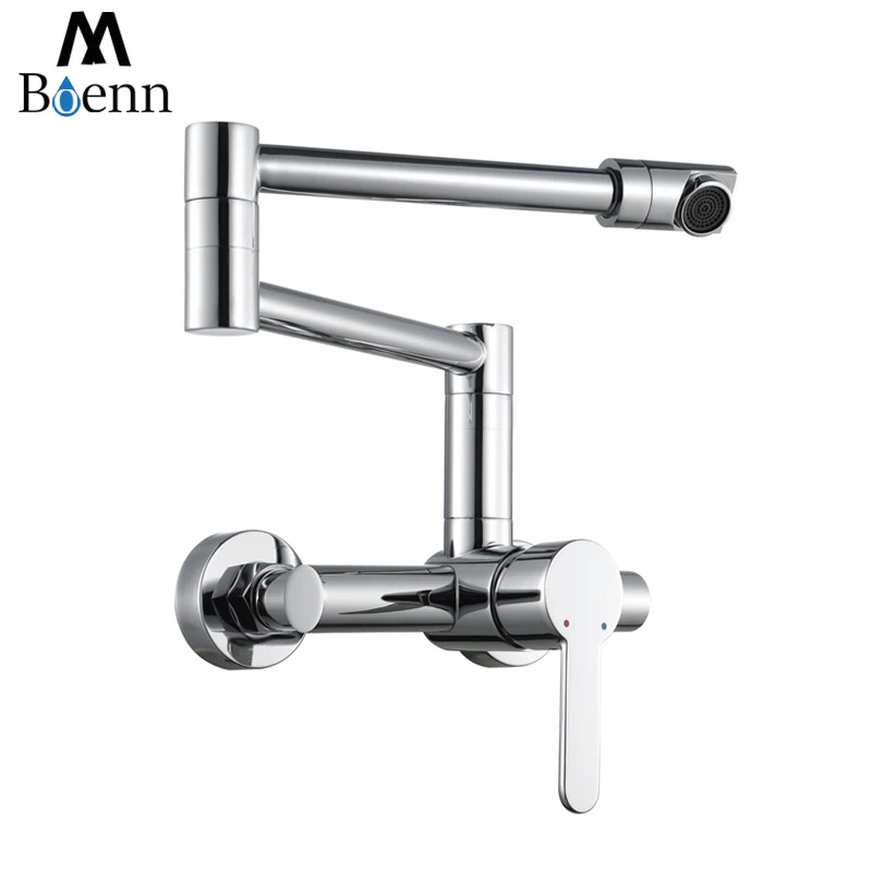Folding Spout Wall Mounted Brass Kitchen Faucet Bathroom Mixer Sink Faucet Hot Cold Water Taps Hot and Cold Faucets Chrome Folding Spout Wall Mounted Brass Kitchen Faucet Bathroom Mixer Sink Faucet Hot Cold Water Taps Hot and Cold Faucets Chrome
