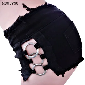 

Black White Jeans Shorts Hollow Out Low Waist Sexy Clubwear Nightclub Women Skinny Hotpants Summer Streetwear Fashion SMT-A058