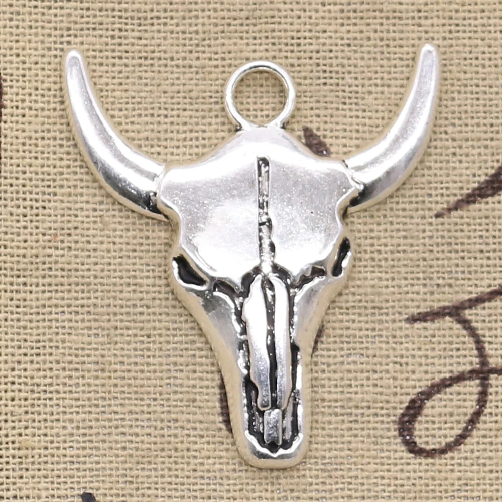 

3pcs Charms bull skull 41x38mm Antique Making pendant fit,Vintage Tibetan Bronze Silver,DIY bracelet necklace