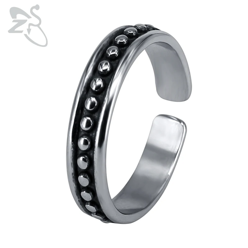 

ZS 17mm Ball Patterns Punk Rings Fashion Stainless Steel Rock Bands Male Jewelry Homme Accessories Opening Rings Gifts For Men