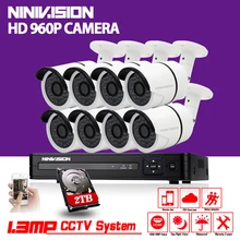 NINIVISION 8ch HDMI 1080P CCTV System AHD DVR NVR recorder Full HD 8pcs 1.3MP 960p AHD Camera System Outdoor indoor Camera Kit