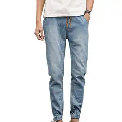 2019 плюс размер Модные Повседневные Удобные мужские джоггеры стрейч эластичный шнурок на талии подходят джинсовые длинные брюки джинсы