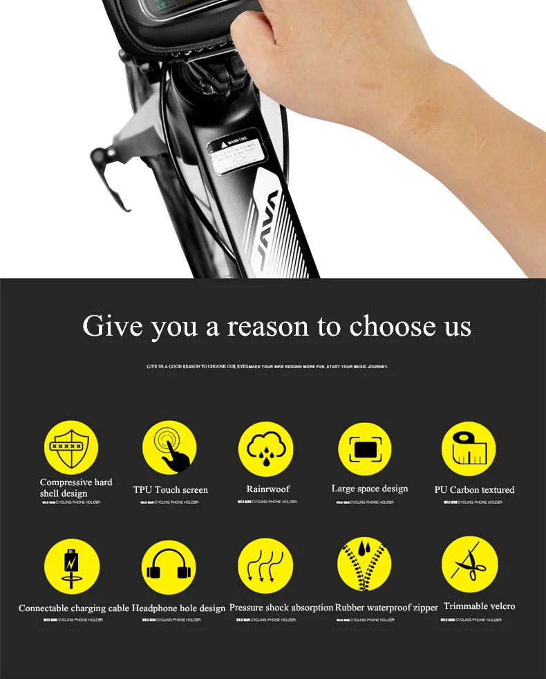 Best New EVA Bike Bag MTB Road Waterproof Reflective Touch Screen 6.2" Phone Case Cycling Bag For Bicycle Top Front Tube Frame Bag 4 4