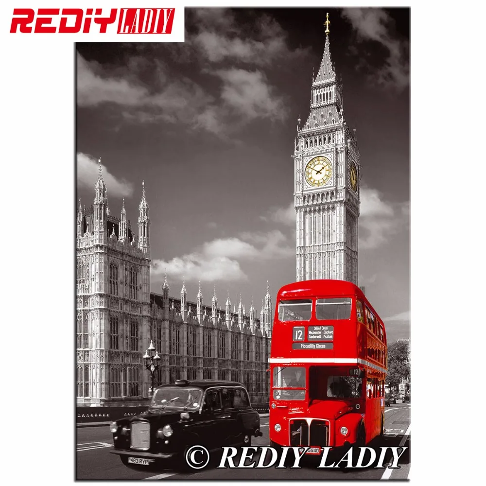 

DIY Diamond Painting Red London Bus Decorative Picture of Rhinestone Mosaic Cross Stitch Diamond Pattern 5D Diamond Embroidery