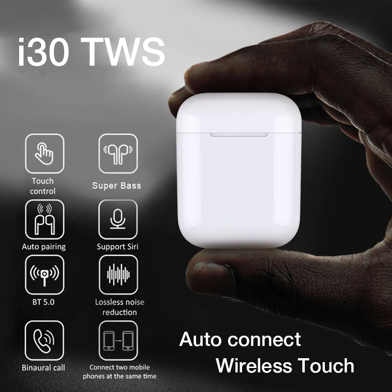 

i30 TWS Pop-up 1:1 size Replica Wireless earphone 6D Super Bass Bluetooth 5.0 Earphone i30tws PK w1 chip 1:1 i10 i20 tws i12 tws