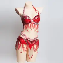 Женский костюм для танца живота, одежда для танца живота, сексуальный ночной танец, топ для танца живота, бюстгальтер+ пояс, комплект из 2 предметов, 18123