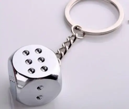 Vintage Silver Smooth Surface Dice Charm Keychain For Keys Car Key Ring Souvenir Couple Handbag Chain Accessories DIY Z473 | Украшения и