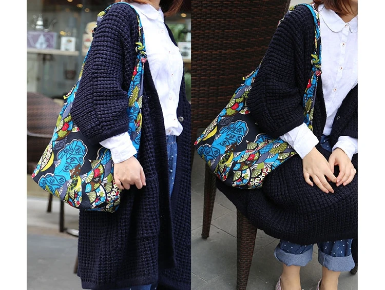 women handbag Large Bohemian Hippie Cloth Crossbody Shoulder Bag Adjustable Strap (9)