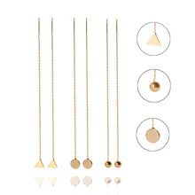 Золото Цвет свисающие серьги для Для женщин Висячие, геометрической формы серьги Треугольники круглый шар стеклянный подвесной длинные нити, серьги в виде капель