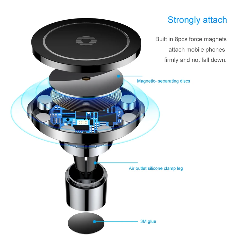  Baseus Qi Wireless Charger Magnetic Phone Holder For iPhone 11 Pro Samsung Fast Charging Car Mobile