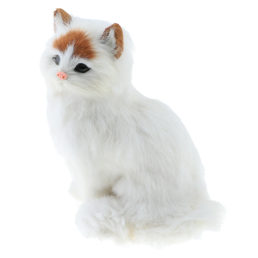 Simulation Faux Fur Horse/ Cat Model Kids Educational Toy Handicraft Collection Home Ornament
