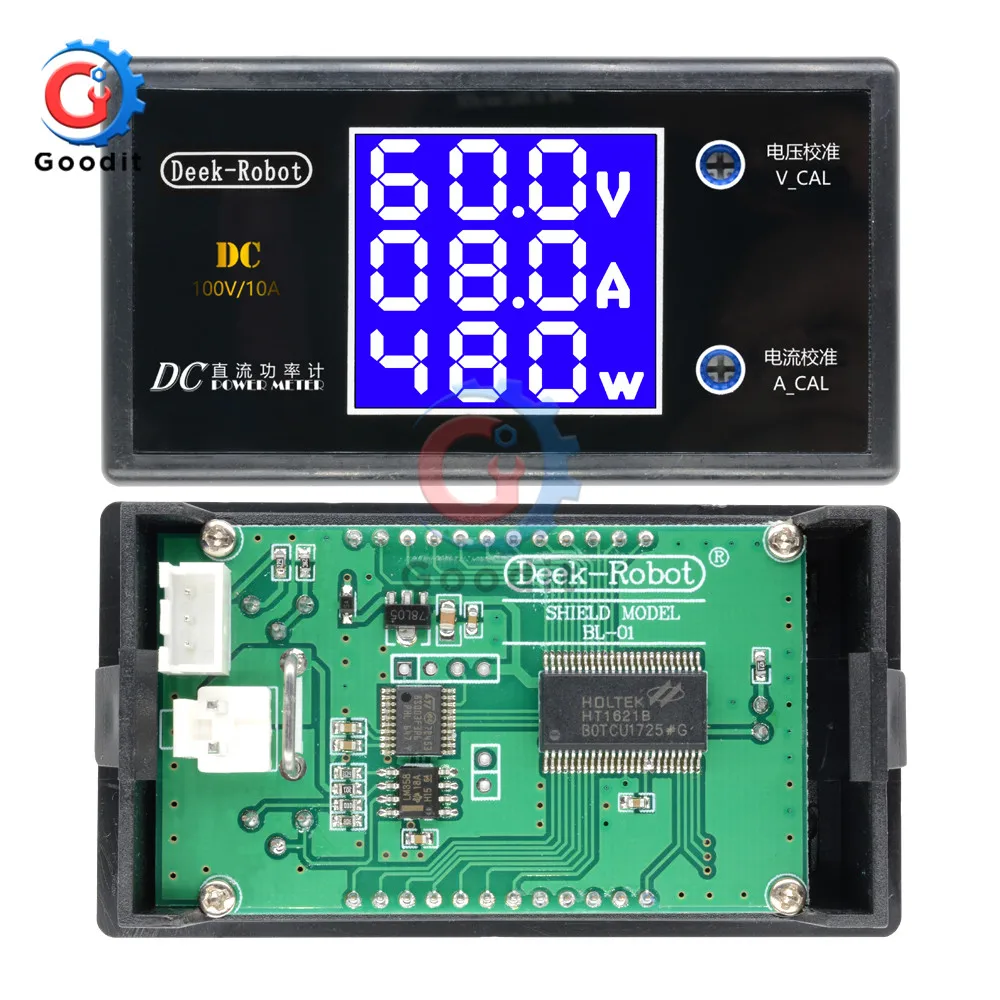 DC 0-100V 10A 1000W LCD Digital Voltmeter Ammeter Wattmeter Voltage Current Power Meter Volt Detector Tester Monitor 12V 24V 36V