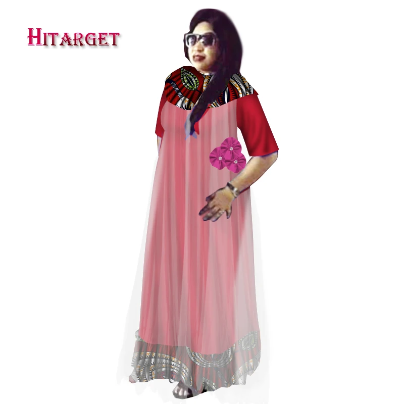 

Hitarget 2018 New Fashion African Cotton Bazin Print Dashiki Dress For Lady African Ankara Dresses with Yarn for Women WY2295