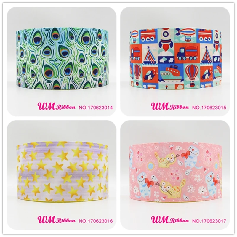 

wm 10 yards lot 3inch 75mm printed grosgrain ribbon
