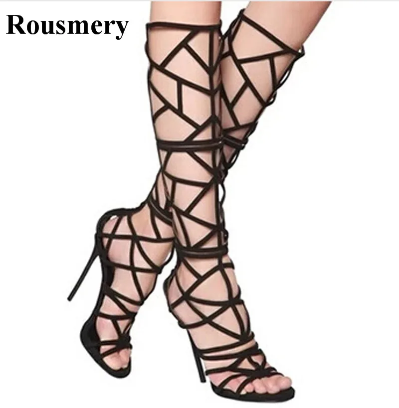 open toe gladiator boots