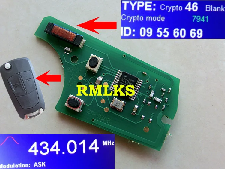 RMLKS подходит для Astra H/Zafira B флип-ключ дистанционного управления 2 кнопки для(Vauxhall/для Opel) Полный 433 МГц T14 ID46 PCF7941 чип