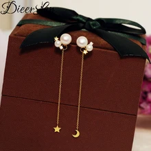 DIEERLAN 925 серебряные серьги в виде Луны и звезды для женщин женские модные массивные ювелирные изделия корейские Серьги Pendientes Brincos