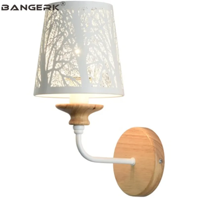 

Creative White Iron Cutout Sconce Wall Light Wood Bedroom Bedside Modern LED Wall Lamp Loft Nordic Design Home Decor Lighting