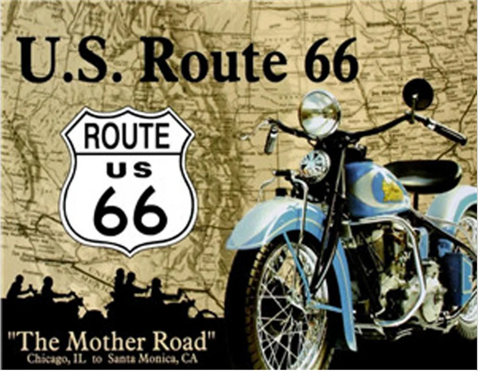 Route 66 металлическая пластина с винтажным рисунком оловянные знаки настенные плакаты Наклейки пластины живопись бар клуб паб домашний декор настенные 1001(905