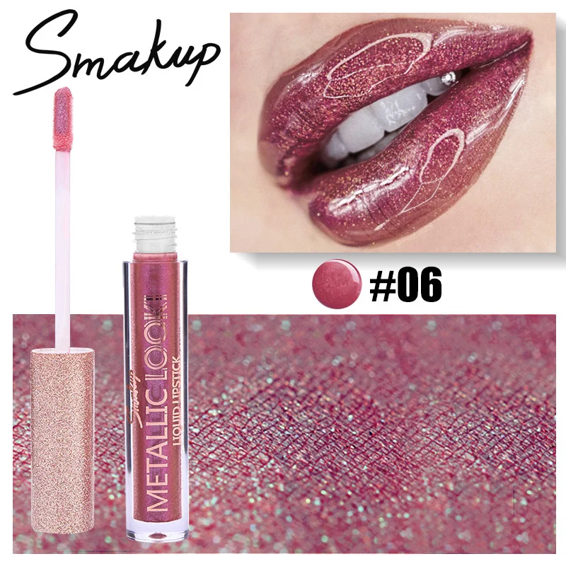 Smakup 8 Colors Shimmer Liquid Lipstick Long-lasting Moisuturzer Glitter Flip Lipgloss Sparkly Makeup Cosmetics Make Up Beauty