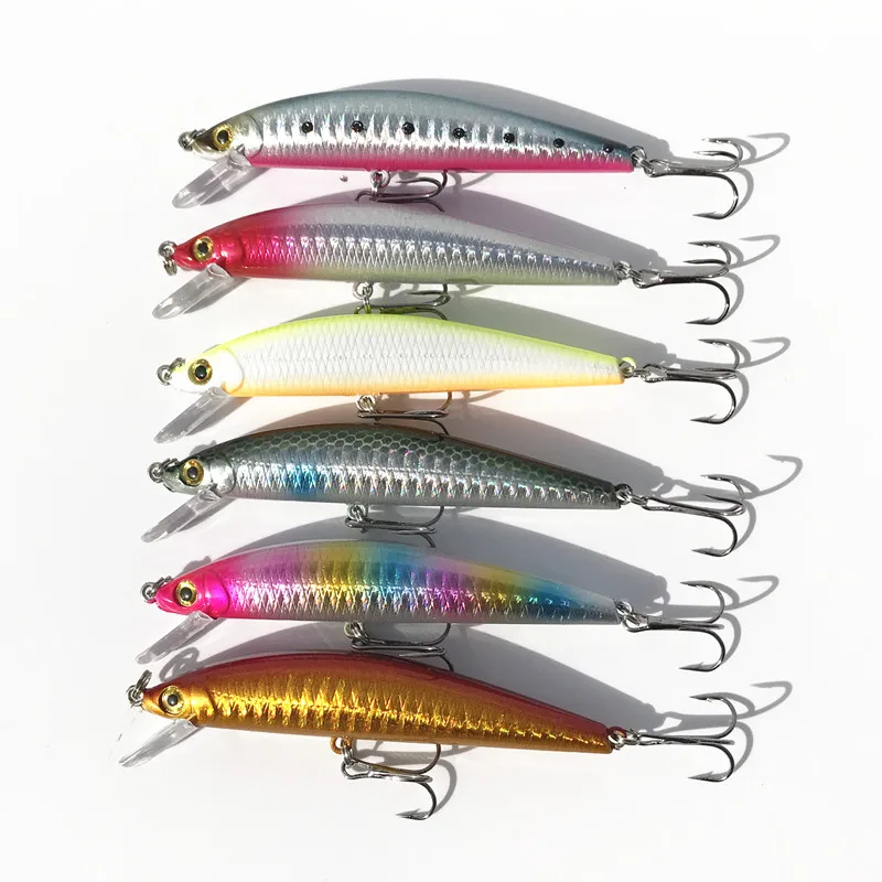 

6 Pieces Opesize Charm Minnow Sea Fishing Artificial Hard Bait Hook Fighting 9cm 28.5g 12cm18gLaser Lures