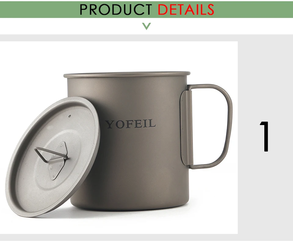Copo de Titânio para Acampamento Caneca de Titânio Copo de Acampamento Militar de Utensílios de Cozinha para Uso Chaleira para Turista Conjunto de Pratos ao ar Livre para p Caneca Doméstico 450 ml 4 militar de utensílios de cozinha para uso