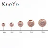 Lot de 3 boules rondes en laiton CZ, perles en métal, cristal, Zircon, pour la fabrication de bijoux, Bracelet à breloques, 4/6/8/10mm ► Photo 2/6