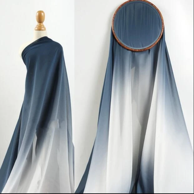 

3style Gradient translucent soft breathable Chiffon wedding dress skirt fabric clothing diy textiles fabric C562