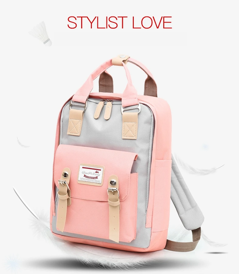 

OE Panelled Doughnut Fairy Fashion Casual Backpack with USB Port Waterproof School Street Girls Bag Mochila Mujer 2019