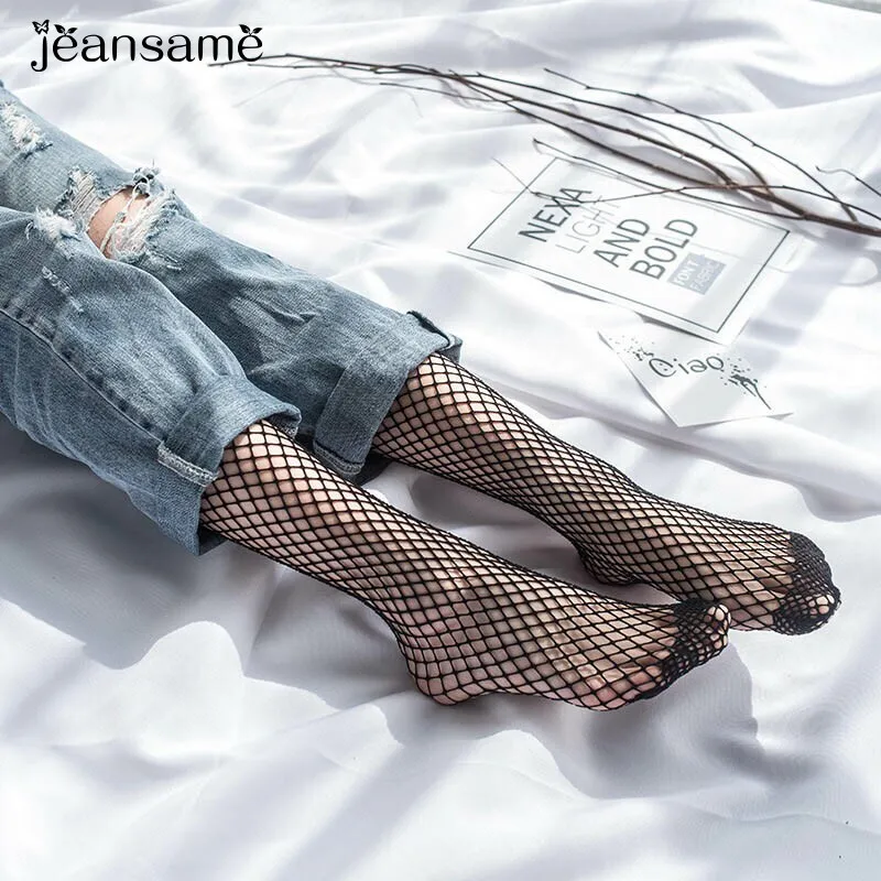 Spring and summer transparent sexy fishnet stockings women knee socks Comfortable cool and slim