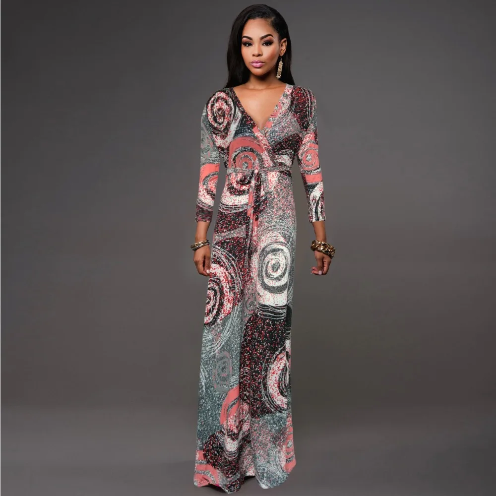 

L-5XL !! 2016 Autumn New Women Large Size Fat MM Party dresses vestidos Sexy V-neck short sleeve slit belt long dress D1148