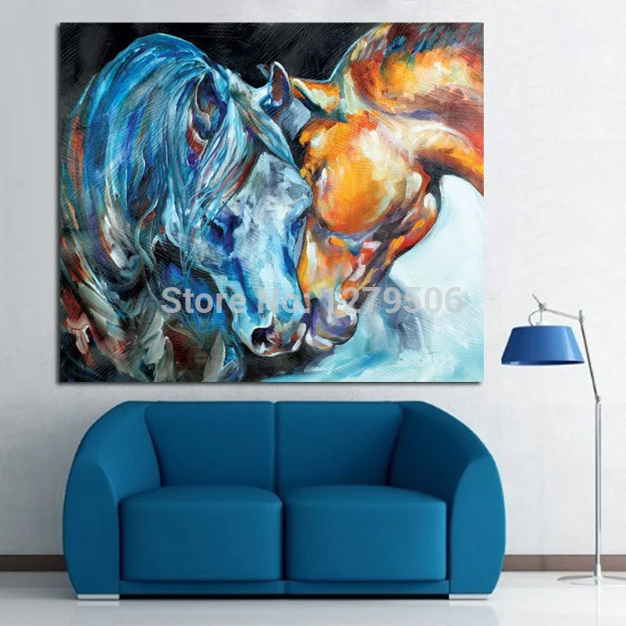 Стены Книги по искусству расписанную любителей лошадей на холсте современного абстрактного фотографии животных масла Картины для Домашний Декор