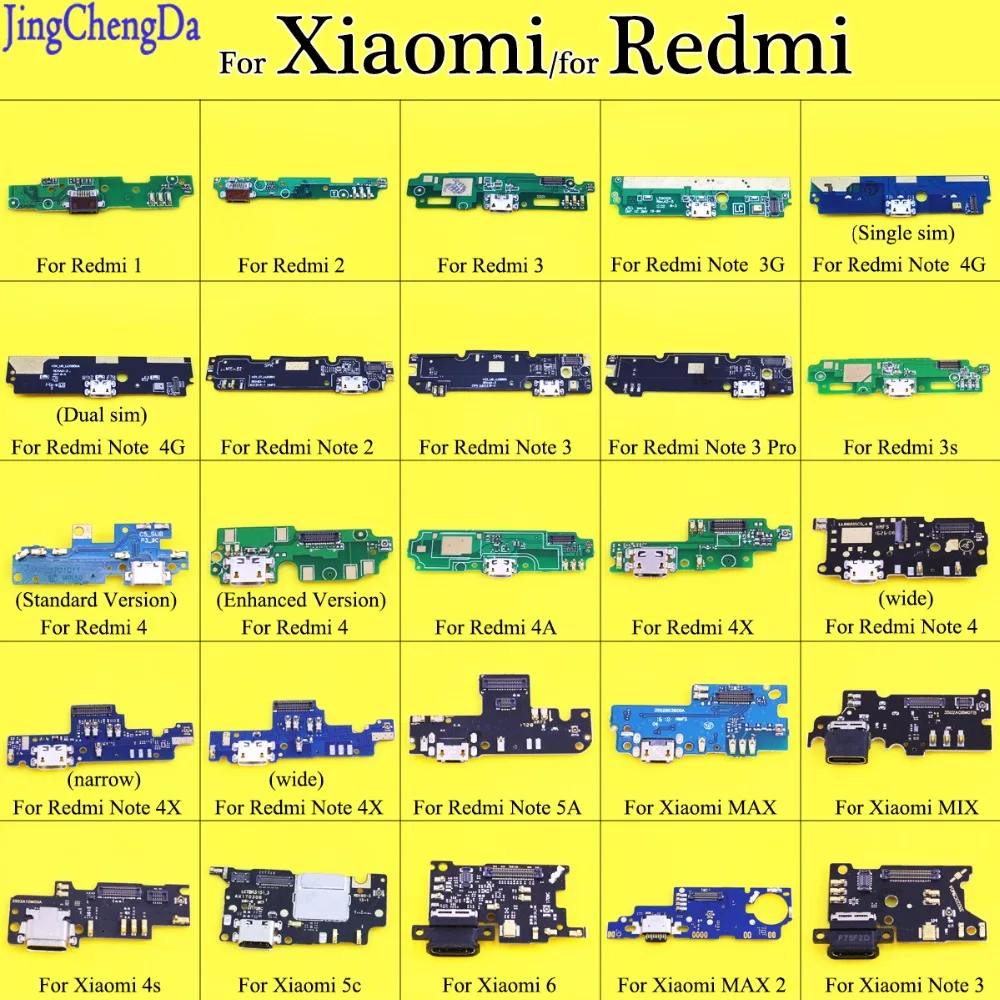 

JCD Micro Dock Connector Board USB Charging Port Flex Cable For Xiaomi for Redmi 1 2 3 3s 4 4X Note 3/3Pro Replacement