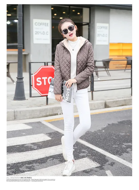 Autumn 2018 New Parkas basic jackets Female Women Winter plus velvet lamb hooded Coats Cotton Winter Jacket Womens Outwear coat -