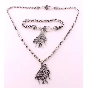 

Unisex Jewelry Set Necklace And Bracelet High Grade Piano Pattern With Crystals Wheat Link Chain Zinc Alloy Provide Dropshipping