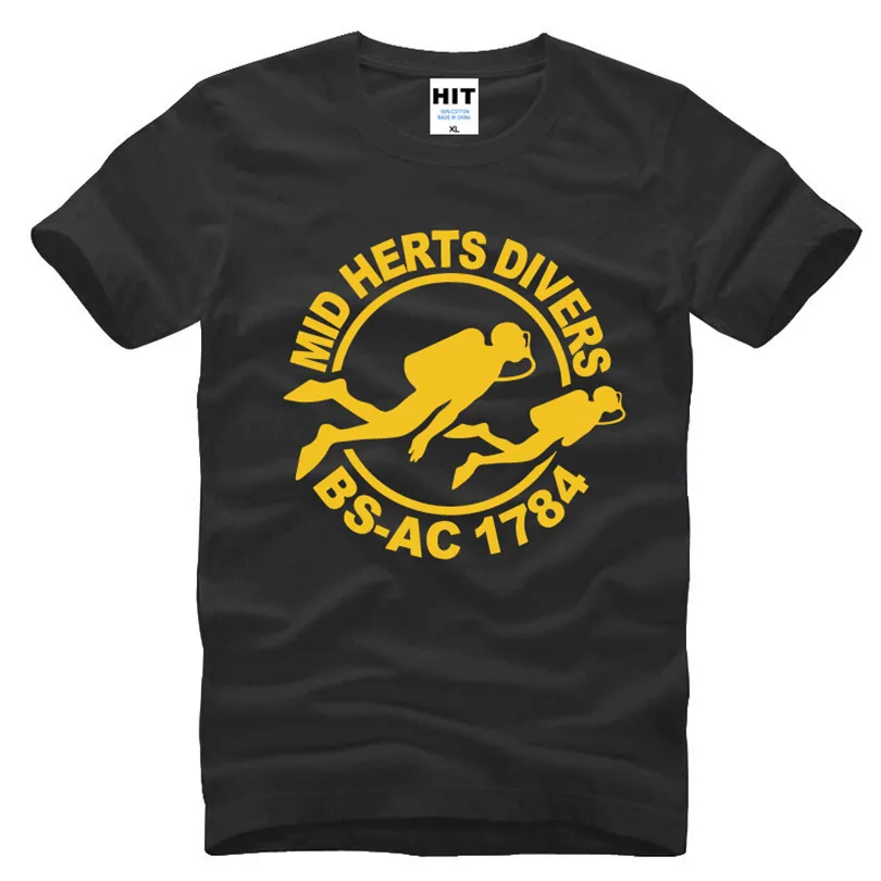 Mid Herts Divers Logo Vytištěné Pánské tričko Tričko pro muže 2016 Nový krátký rukáv O krku Bavlna Neformální Top Tee Camisetas Hombre