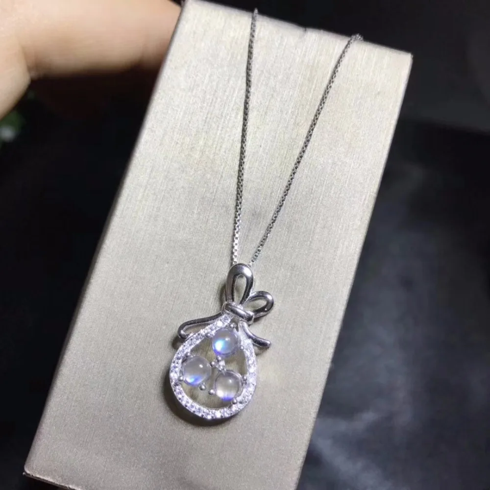 Uloveido натуральный лунный камень кулон ожерелье для женщин 925 пробы серебро 4*4 мм * 3