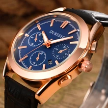 OUKESHI Calendar Quartz Men Watch Top Brand Luxury Fashion Leather Wristwatch Casual Sport Military Boutique Watches Clock 2017