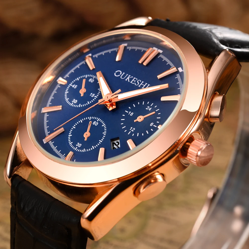 OUKESHI Calendar Quartz font b Men b font font b Watch b font Top Brand Luxury