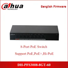 Сетевой видеорегистратор Dahua PFS3008-8GT-60 8-Порты и разъёмы гигабитный переключатель питания по сети Ethernet с 4-Порты и разъёмы PoE IP камера Поддержка PoE+ Hi-PoE протокол