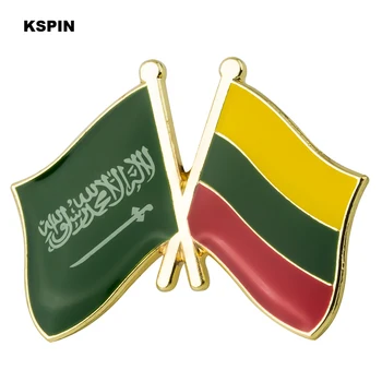 

Saudi Arabia & Lithuania Friendship Lapel Pins Flag Lapel Pins Country Flag Badge Flag Badge Brooch XY0486-8