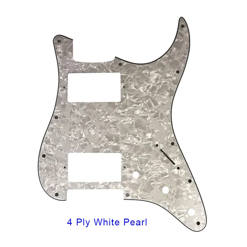 Качественная электрогитара Pickguard с 11 отверстиями, пластина с царапинами HH PAF, катушка хамбакера для США \ Мехико Fd гитара Stratocaster запчасти - Цвет: 4Ply White Pearl