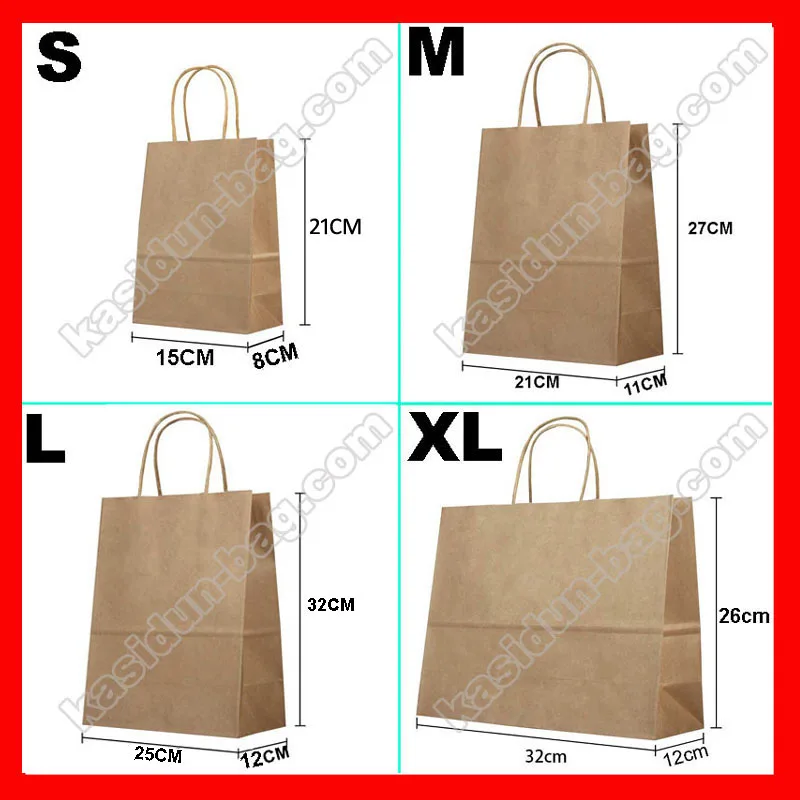 100pcs Lot Whole Brown Kraft Paper Bag With Handles