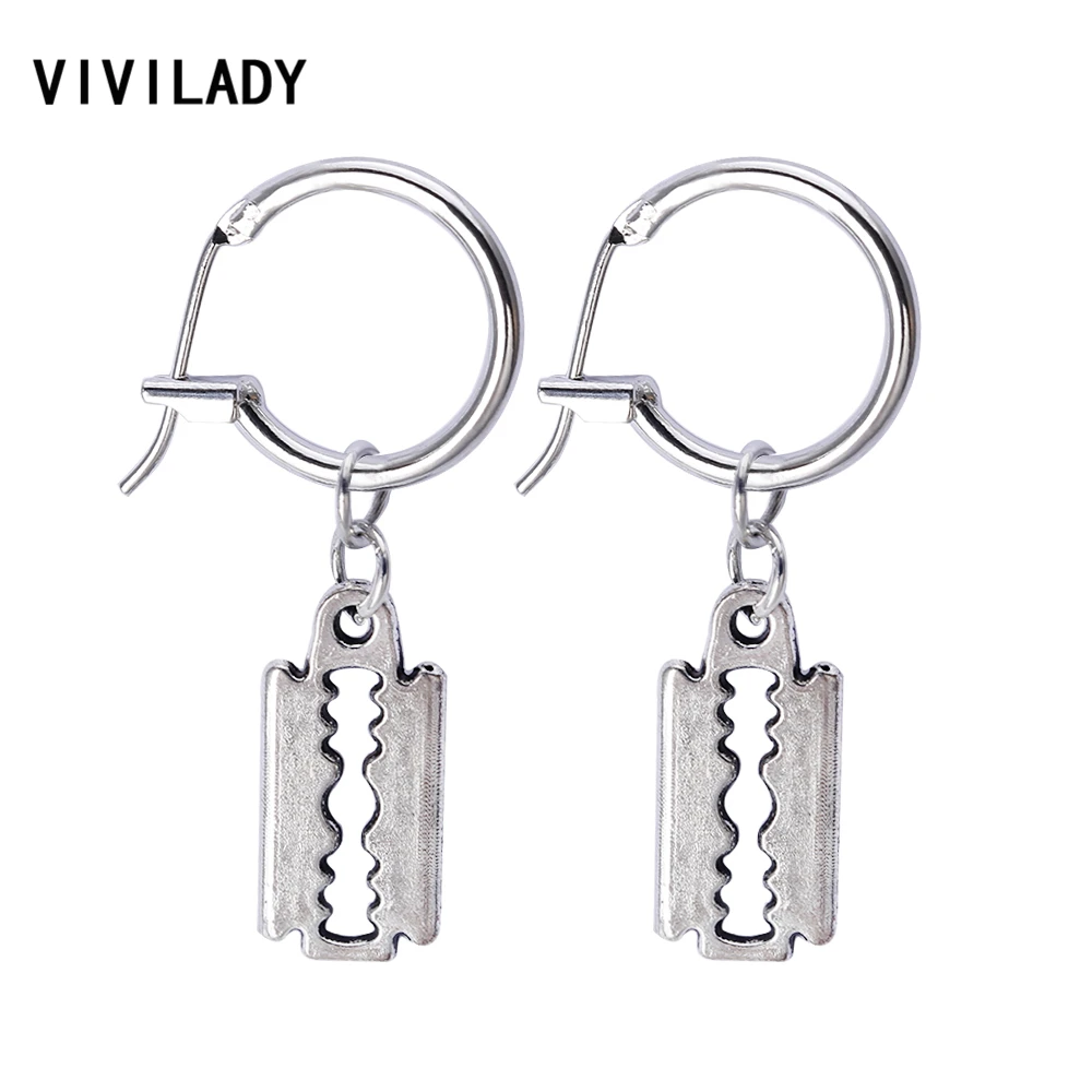 

VIVILADY Punk Blade Tiny Round Hoop Earrings Women Boho Vintage Unisex Brincos Party Lover Jewelry Bijoux Accessory Chic Gift