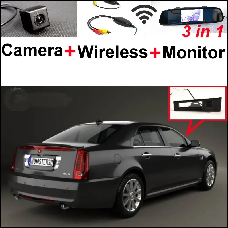 3 in1 специальные Wi-Fi заднего вида Камера + Беспроводной приемник + зеркало Мониторы Простое Резервное копирование Парковка Системы для Cadillac