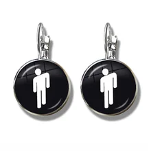 Niet Glimlach Op Me Oorbellen Billie Eilish BAD GUY Populaire Hip-Hop Zanger Trendy 16mm Glas Cabochon Oor Voor vrouwen Mannen Fans Gift(China)