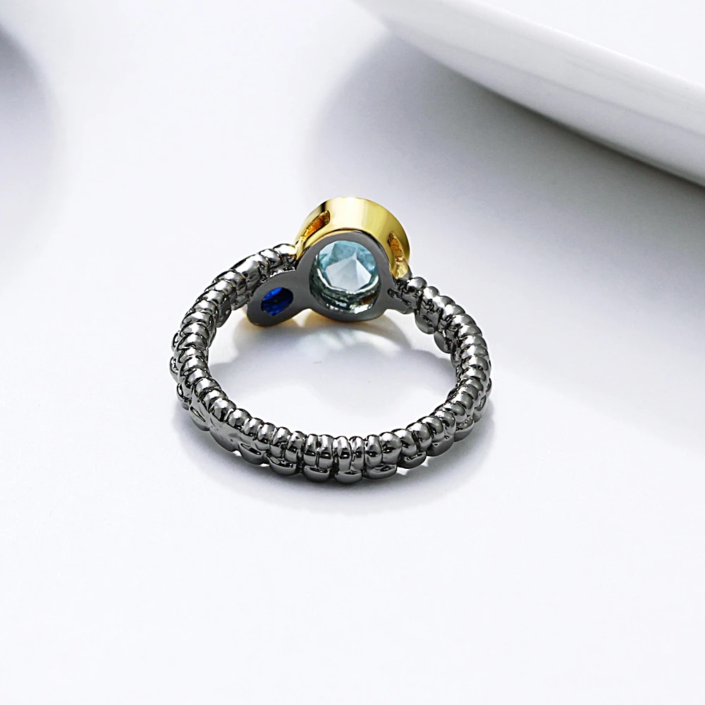 DreamCarnival 1989 распродажа Новые двухцветные синие циркониевые кольца для женщин обручальные вечерние кольца подарок Прямая поставка WA11615