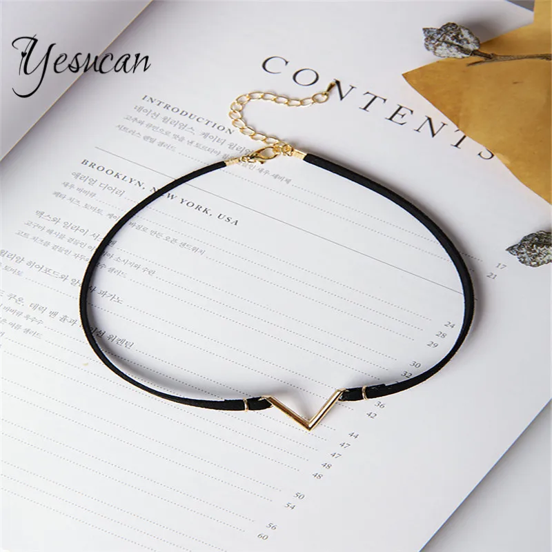 

Yesucan Bohemia Simple Minimal V Necklace Women Punk Geometric Choker Neklaces For Female Fashion Jewelry Collares Femme Gift