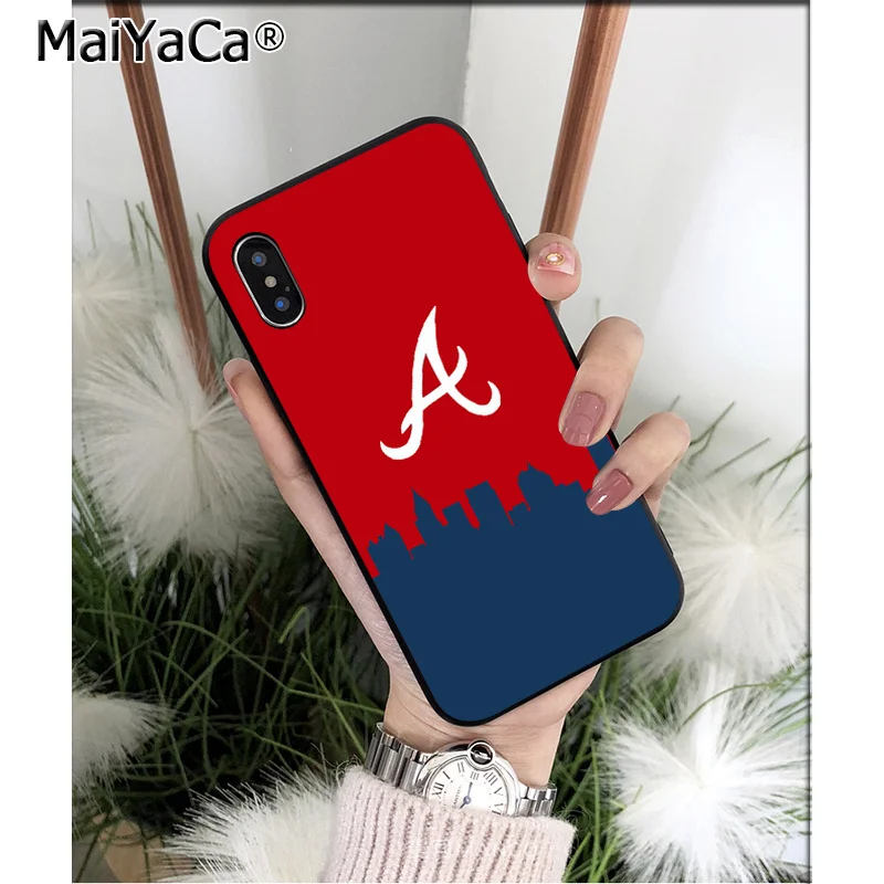 MaiYaCa подвеска Atlanta Braves черный мягкий чехол из ТПУ для телефона iPhone 6S 6plus 7 7plus 8 8Plus X Xs MAX 5 5S XR